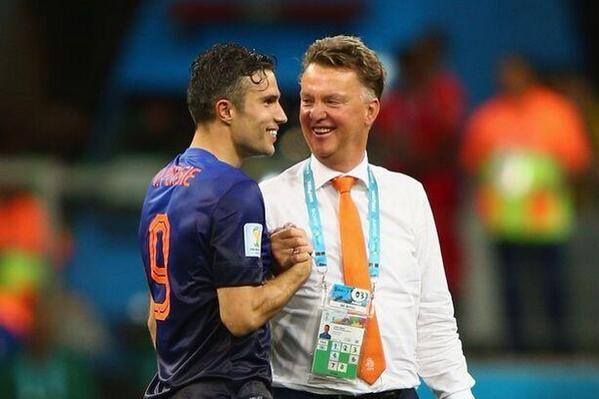 Louis van Gaal (right, The Netherlands manager) and Robin van Persie (left The Netherlands striker) |
