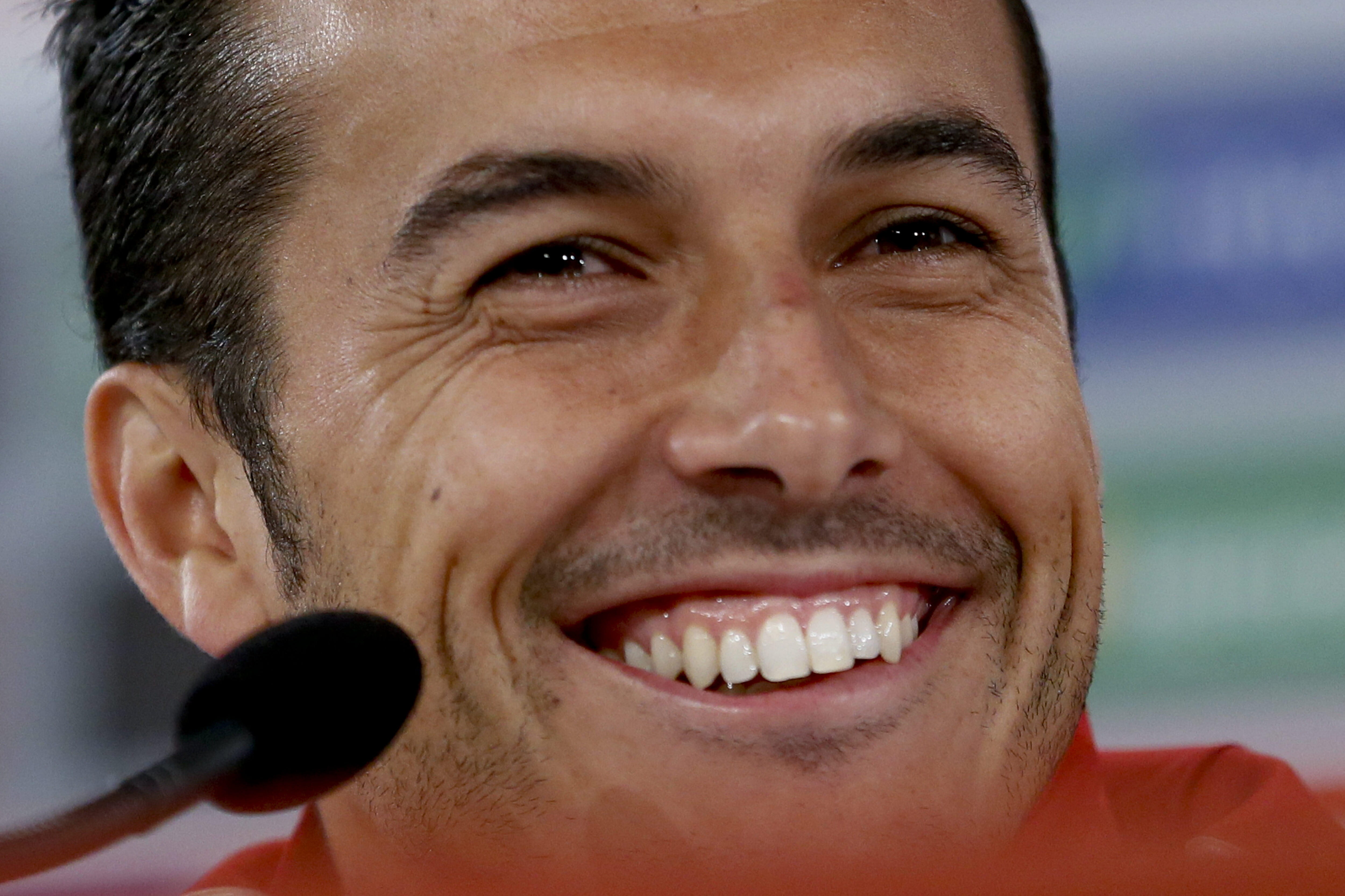 epa04261191 Pedro Rodriguez of the Spanish soccer team during a press conference in Curitiba, Brazil, 16 June 2014. Spain will face Chile in their second match of group B for the FIFA World Cup Brazil 2014 at Maracana stadium in Rio de Janeiro on 18 June 2014. EPA/JuanJo Martin
