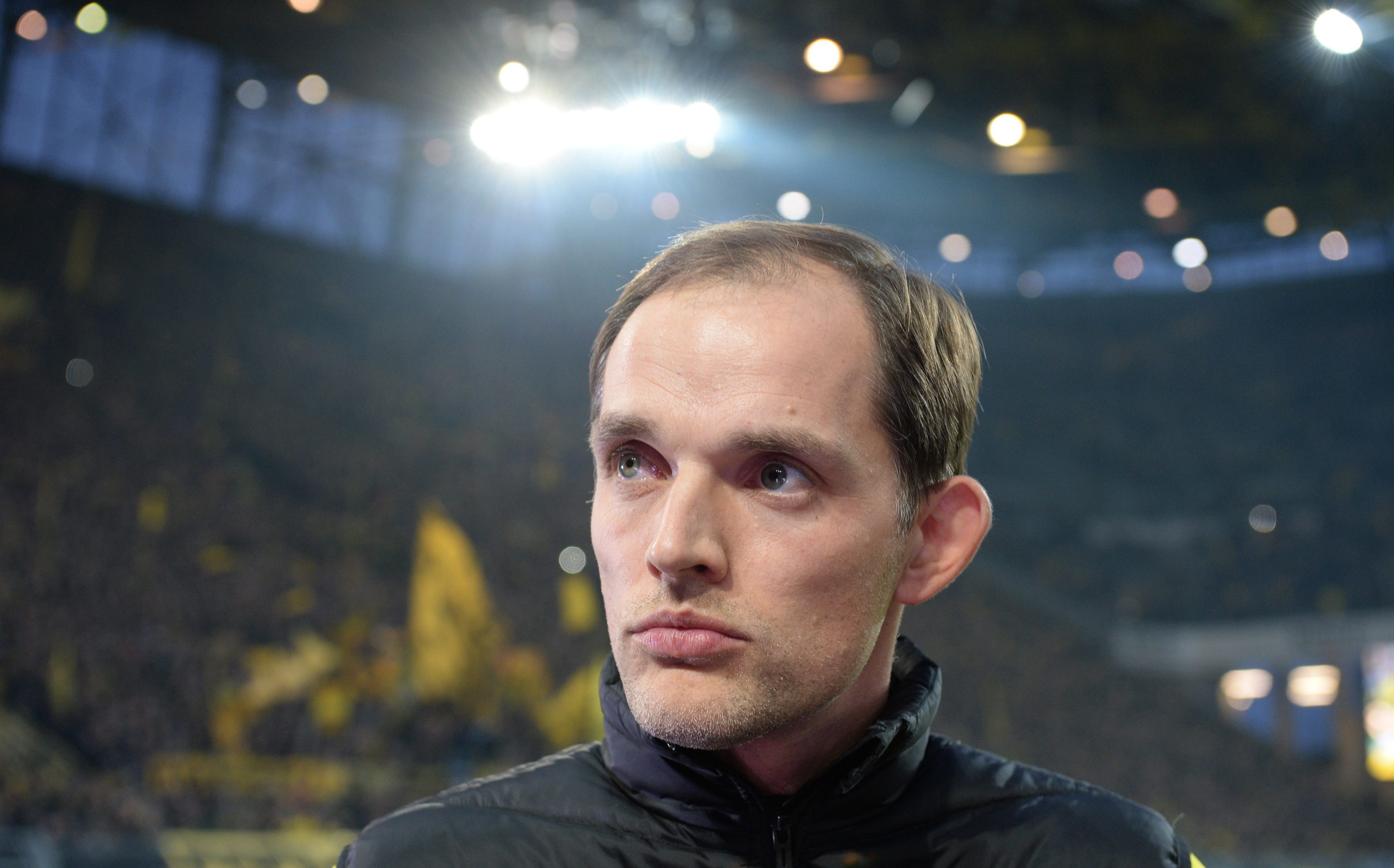 epa05196457 Dortmund coach Thomas Tuchel stands ahead of the German Bundesliga soccer match between Borussia Dortmund and FC Bayern Munich in Signal Iduna Park in Dortmund, Germany, 05 March 2016.
(EMBARGO CONDITIONS - ATTENTION - Due to the accreditation guidelines, the DFL only permits the publication and utilisation of up to 15 pictures per match on the internet and in online media during the match) EPA/Bernd Thissen