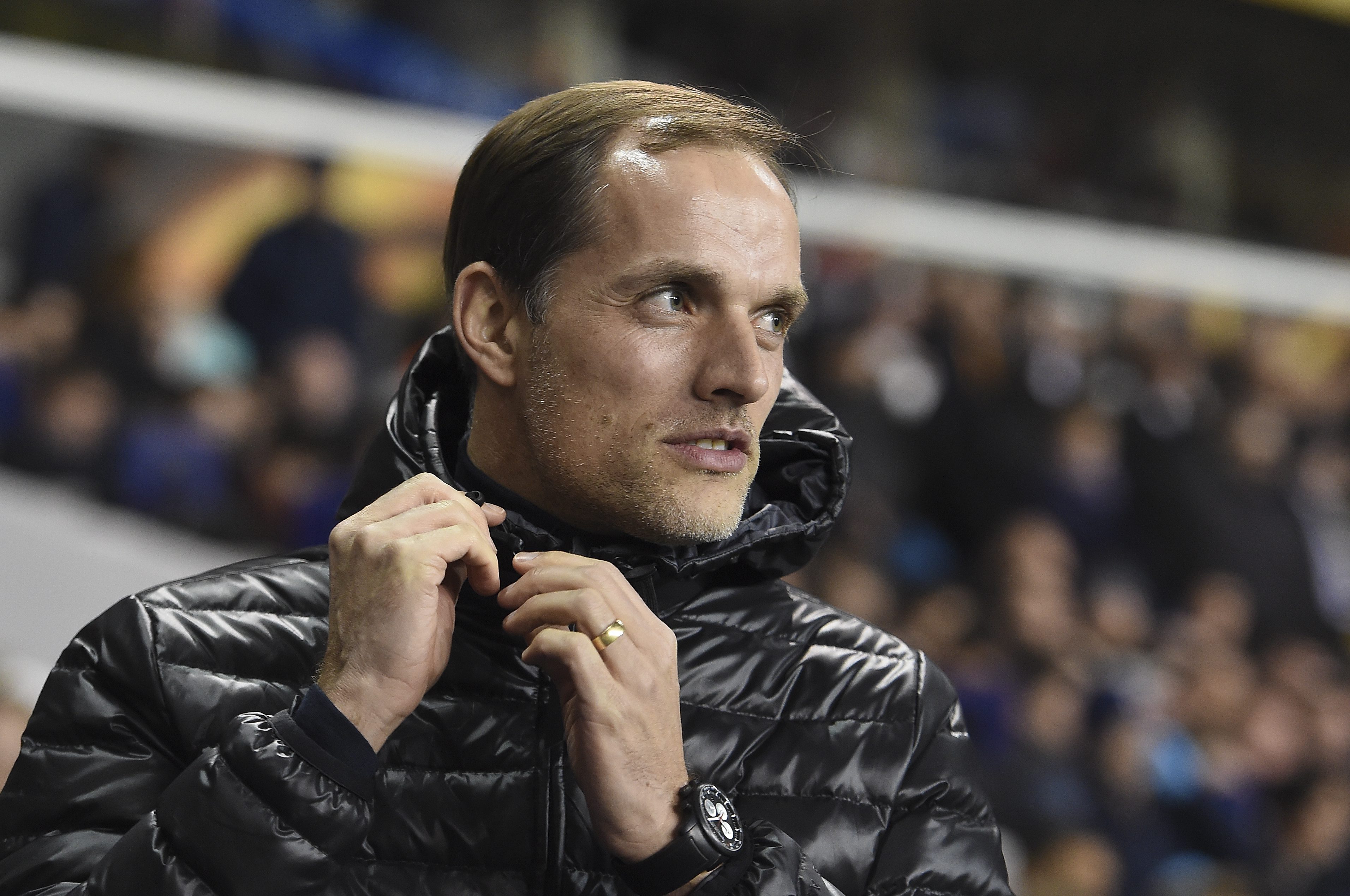 epa05216916 Dortmund’s head coach Thomas Tuchel looks on during the UEFA Europa League round of 16 second leg soccer match between Tottenham Hotspur vs Borussia Dortmund at White Heart Lane in London, Britain, 17 March 2016.  EPA/ANDY RAIN