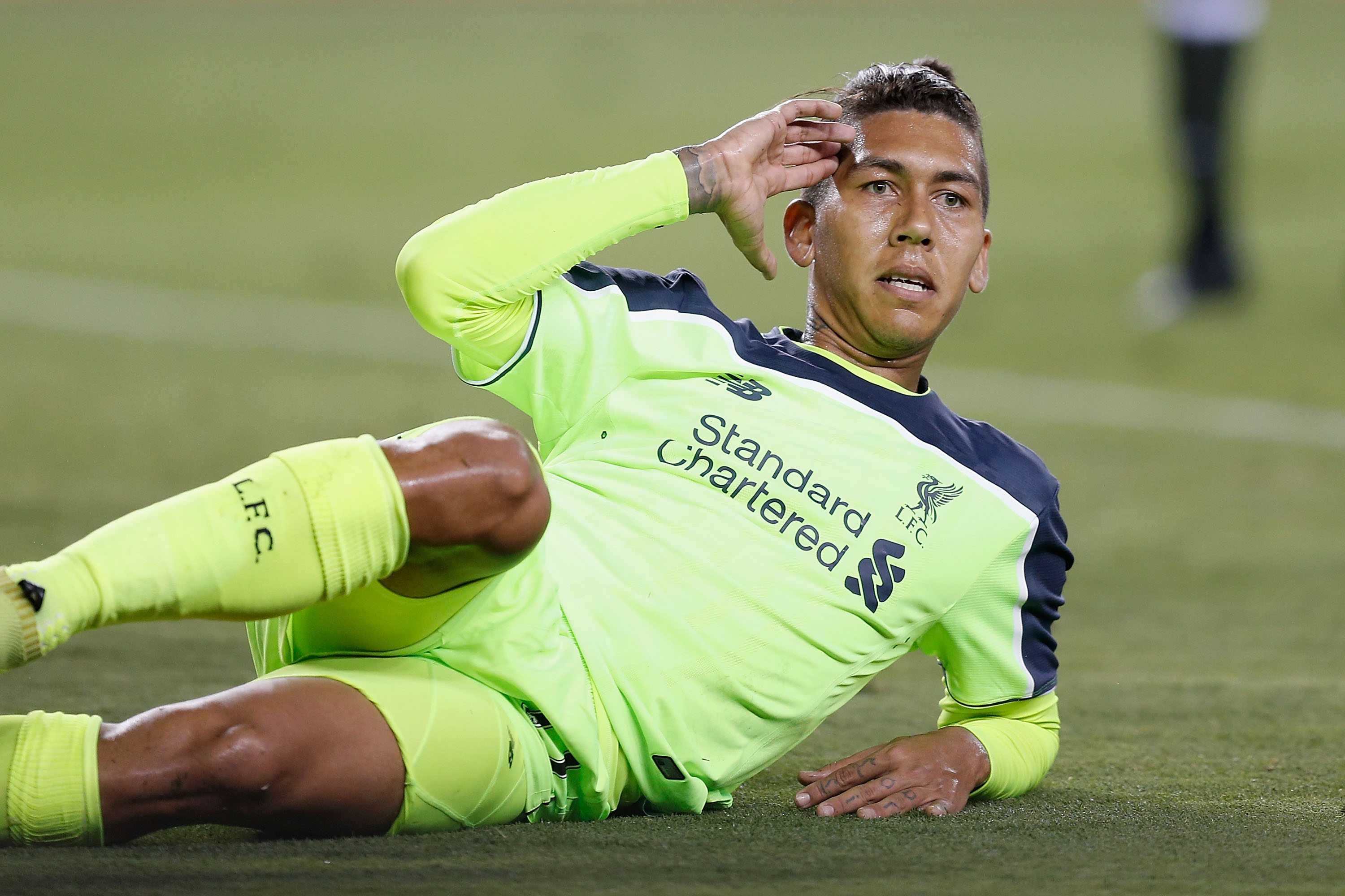 SANTA CLARA, CA - JULY 30: Roberto Firmino of Liverpool FC celebrates a goal during the International Champions Cup match against AC Milan at Levi's Stadium on July 30, 2016 in Santa Clara, California. (Photo by Lachlan Cunningham/Getty Images)