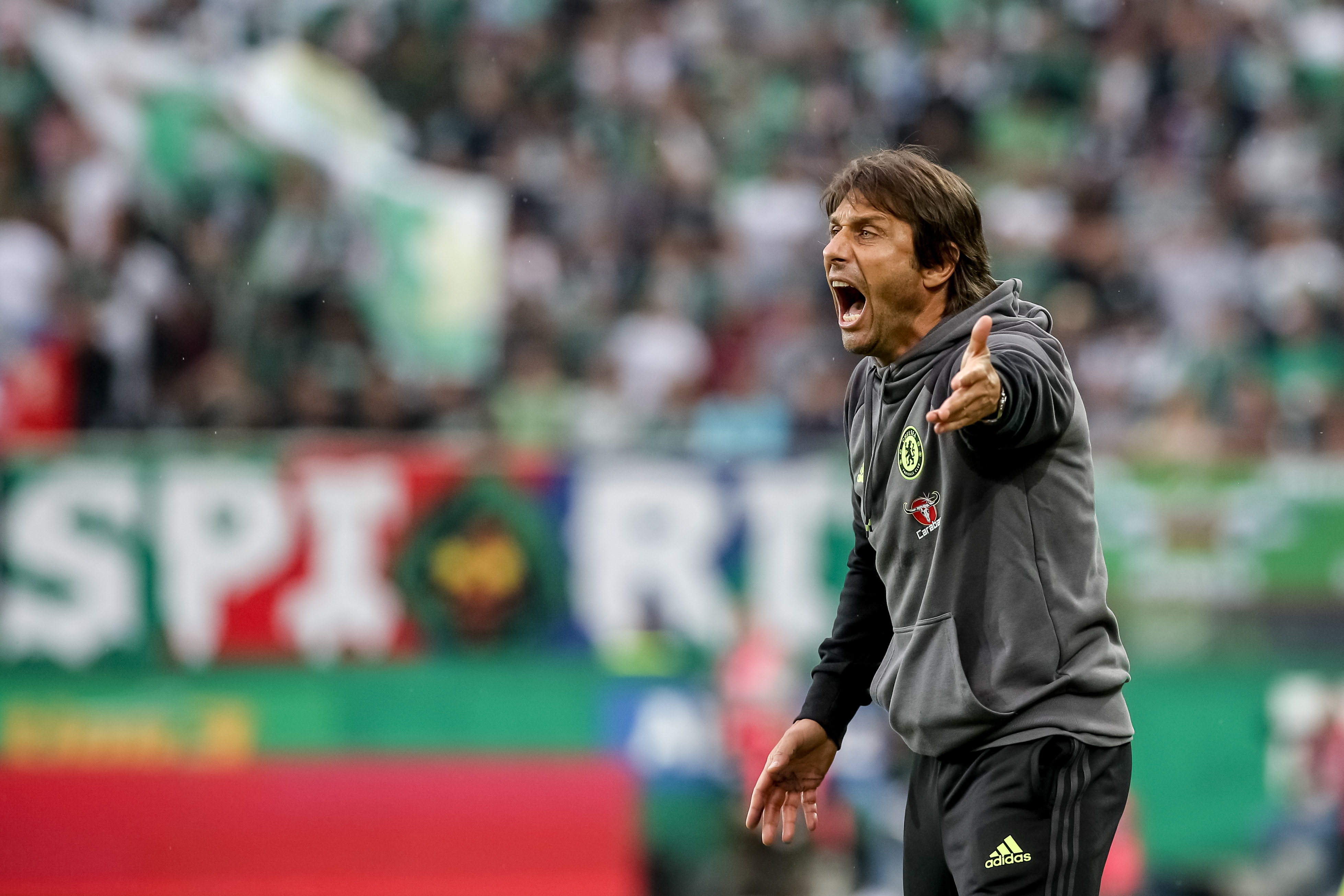 VIENNA, AUSTRIA - JULY 16: Head coach of Chelsea Antonio Conte gestures during an friendly match between SK Rapid Vienna and Chelsea F.C. at Allianz Stadion on July 16, 2016 in Vienna, Austria. (Photo by Matej Divizna/Getty Images)
