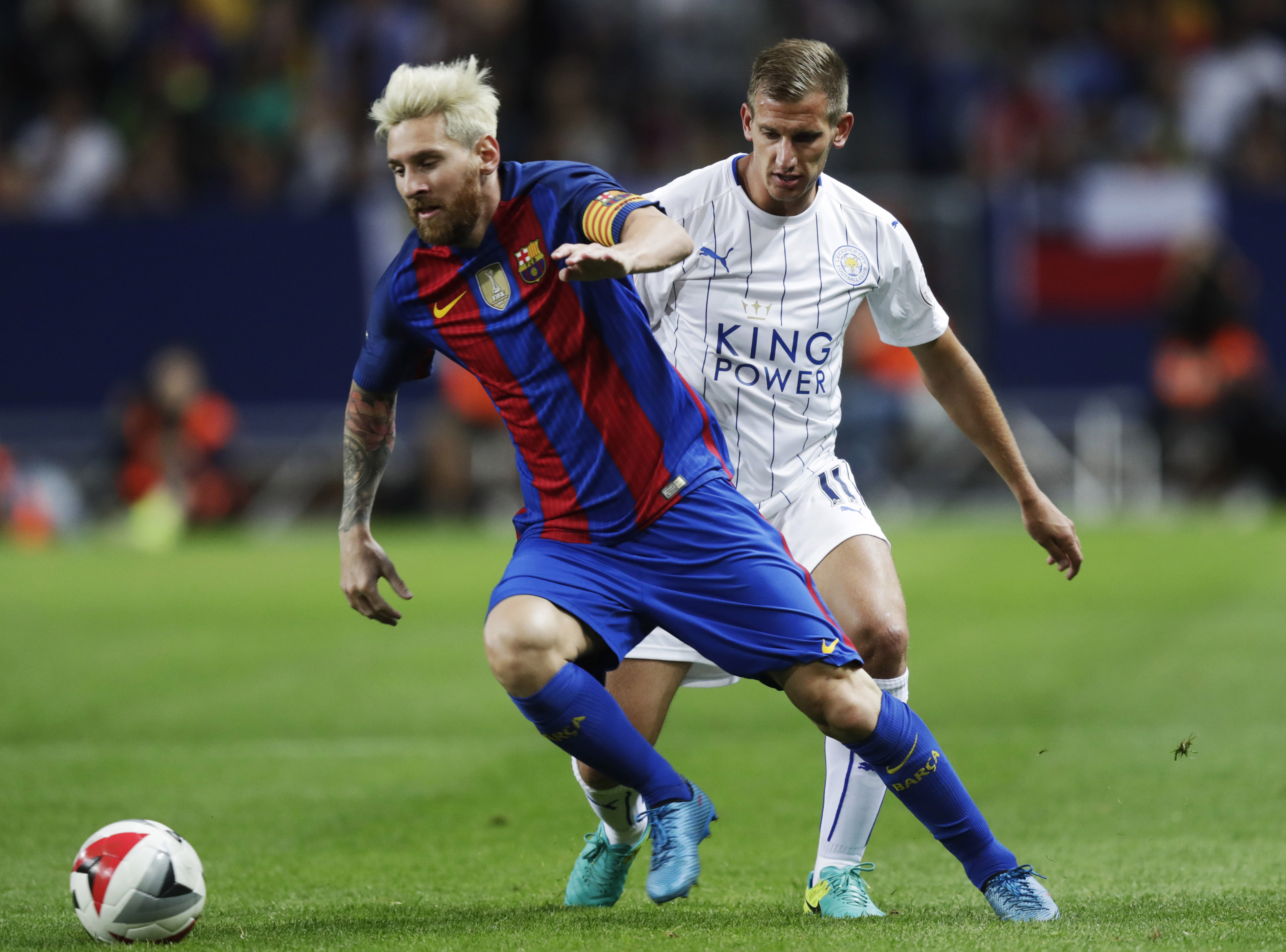 SOLNA, SWEDEN - AUGUST 03: Lionel Messi of FC Barcelona during the Pre-Season Friendly between Leicester City FC and FC Barcelona at Friends arena on August 3, 2016 in Solna, Sweden. (Photo by Nils Petter Nilsson/Ombrello/Getty Images)