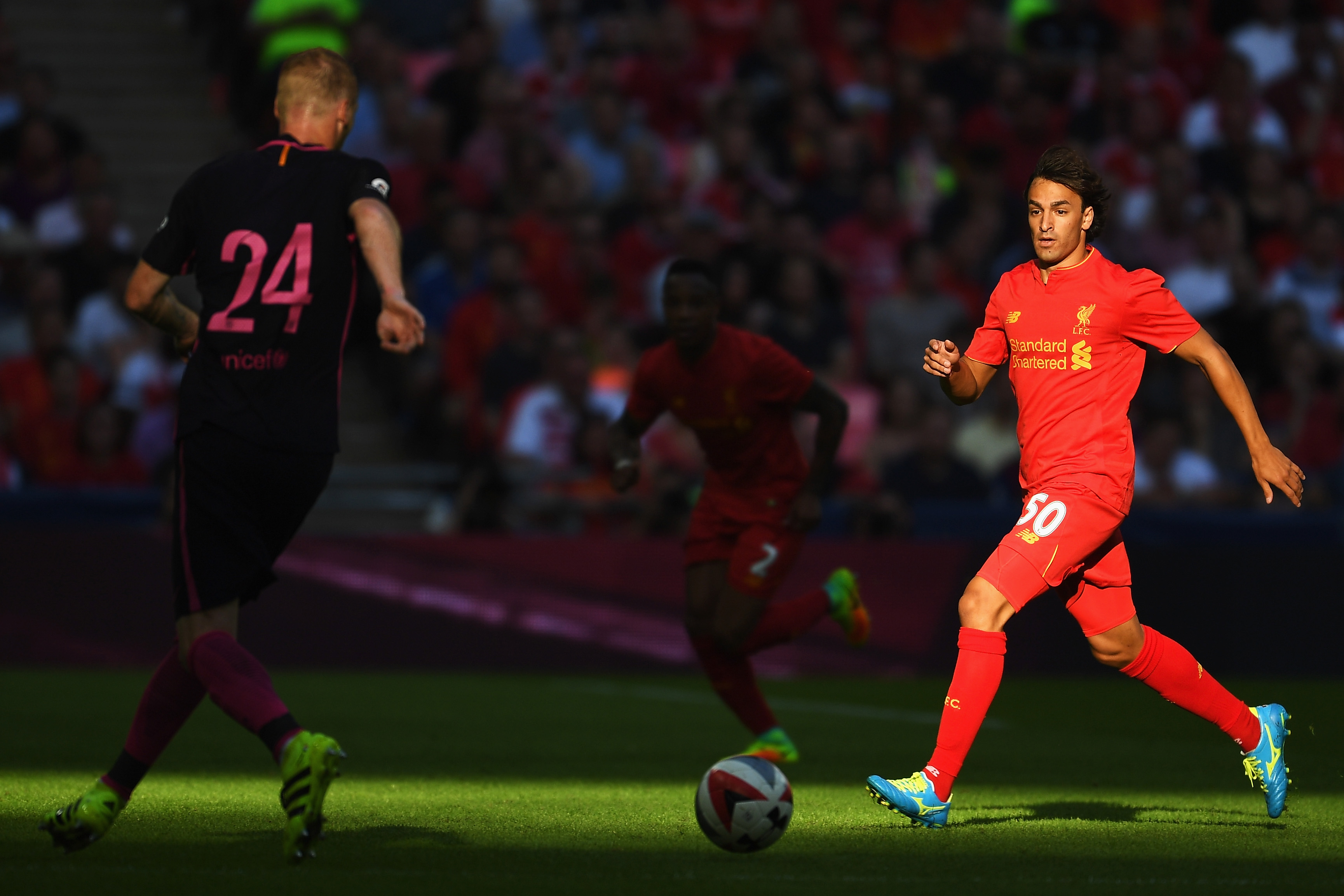 LONDON, ENGLAND - AUGUST 06: Lazar Markovic of Liverpool in action during the International Champions Cup match between Liverpool and Barcelona at Wembley Stadium on August 6, 2016 in London, England. (Photo by Mike Hewitt/Getty Images)