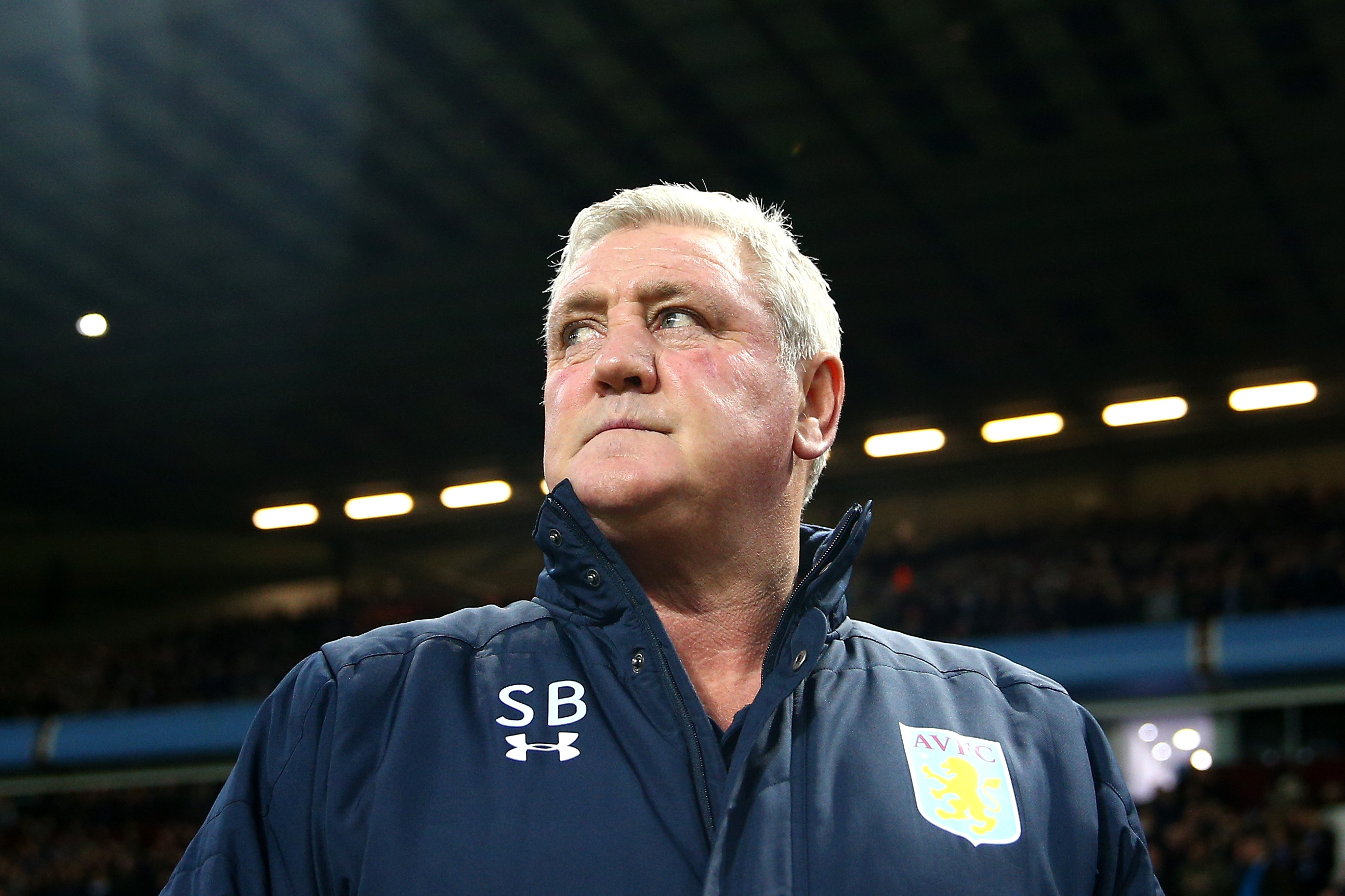 BIRMINGHAM, ENGLAND - DECEMBER 29: Steve Bruce, Manager of Aston Villa looks on during the Sky Bet Championship match between Aston Villa and Leeds United at Villa Park on December 29, 2016 in Birmingham, England. (Photo by Alex Pantling/Getty Images)