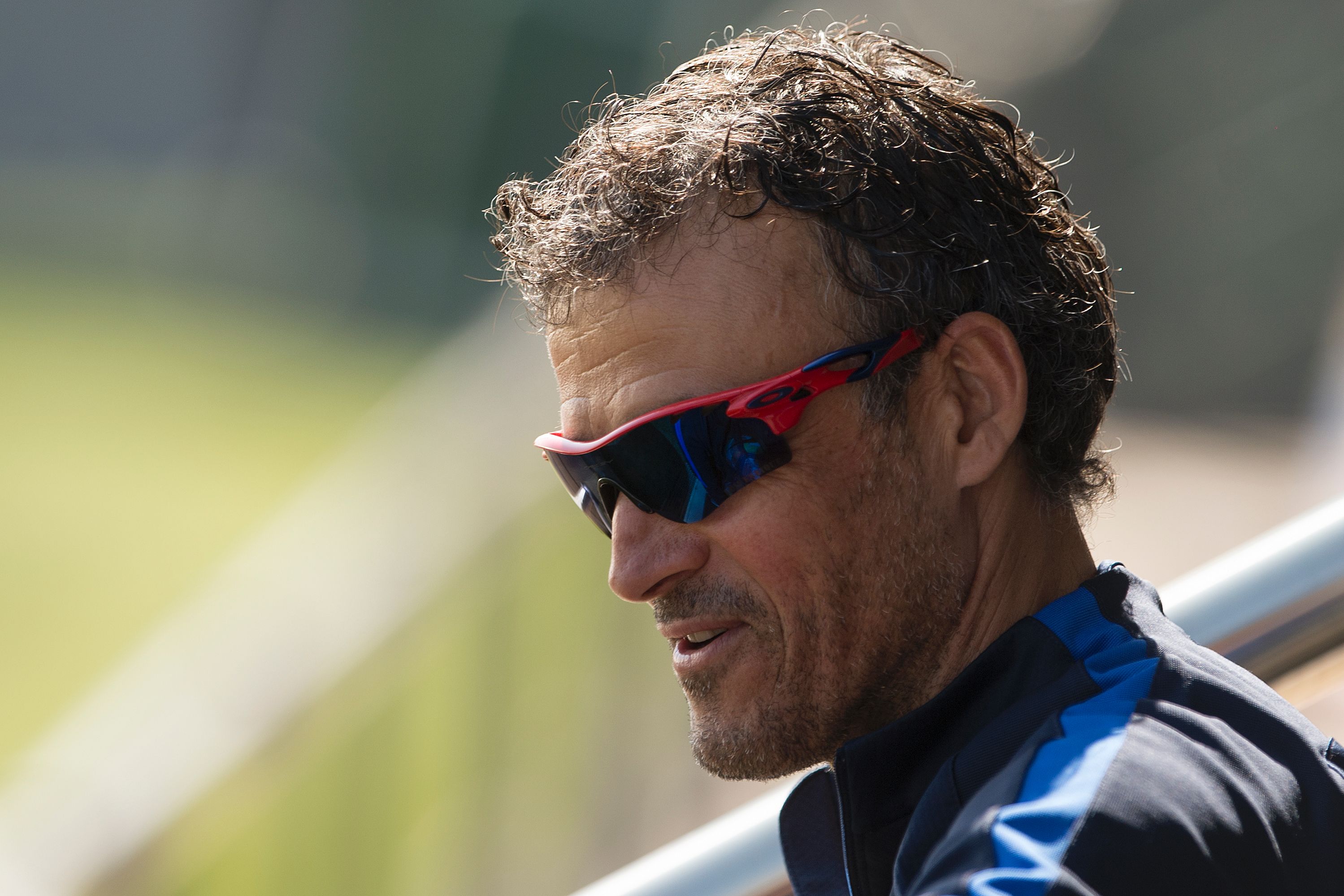 Barcelona's coach Luis Enrique smiles during a training session at the Joan Gamper Sports Center in Sant Joan Despi, near Barcelona, on April 14, 2017 on the eve of the club's Spanish League football match against Real Sociedad.  / AFP PHOTO / Josep LAGO        (Photo credit should read JOSEP LAGO/AFP/Getty Images)