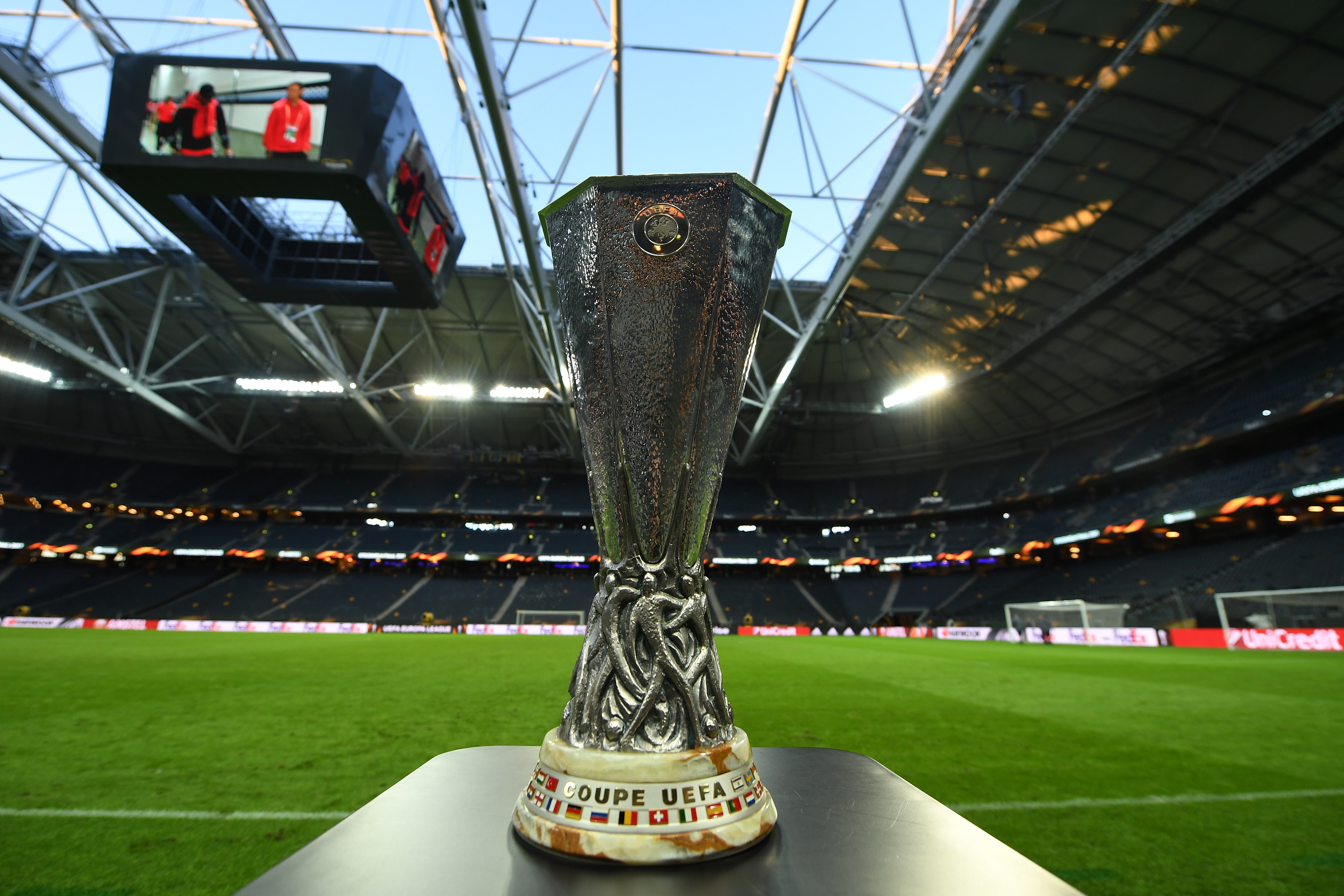 STOCKHOLM, SWEDEN - MAY 23:  A view of the UEFA Europa League trophy ahead of the UEFA Europa League Final between Ajax and Manchester United at Friends Arena on May 23, 2017 in Stockholm, Sweden.  (Photo by Mike Hewitt/Getty Images)