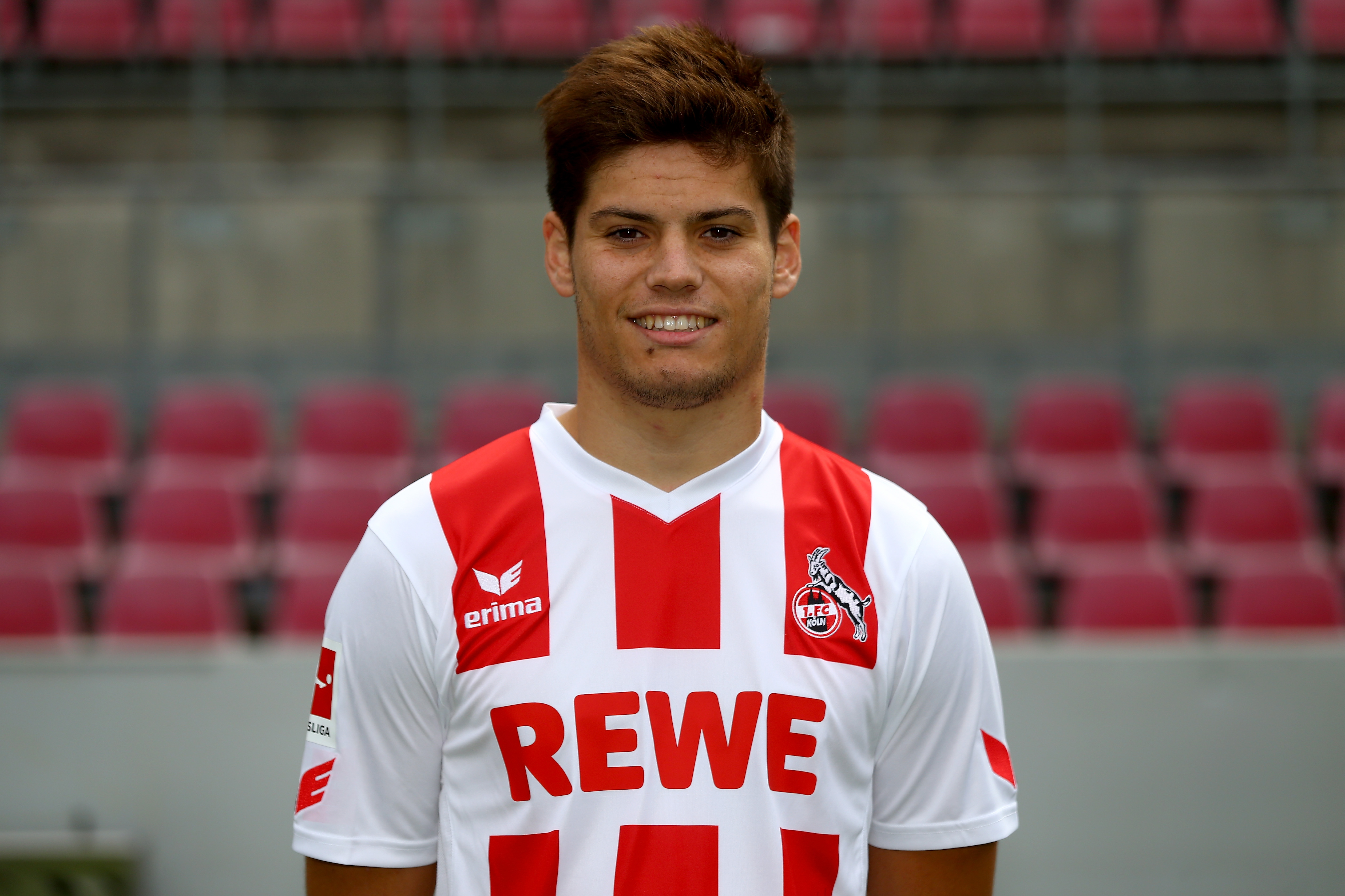 COLOGNE, GERMANY - JULY 24:  Jorge Mere of 1. FC Koeln poses during the team presentation at RheinEnergie Stadion on July 24, 2017 in Cologne, Germany.  (Photo by Christof Koepsel/Bongarts/Getty Images)