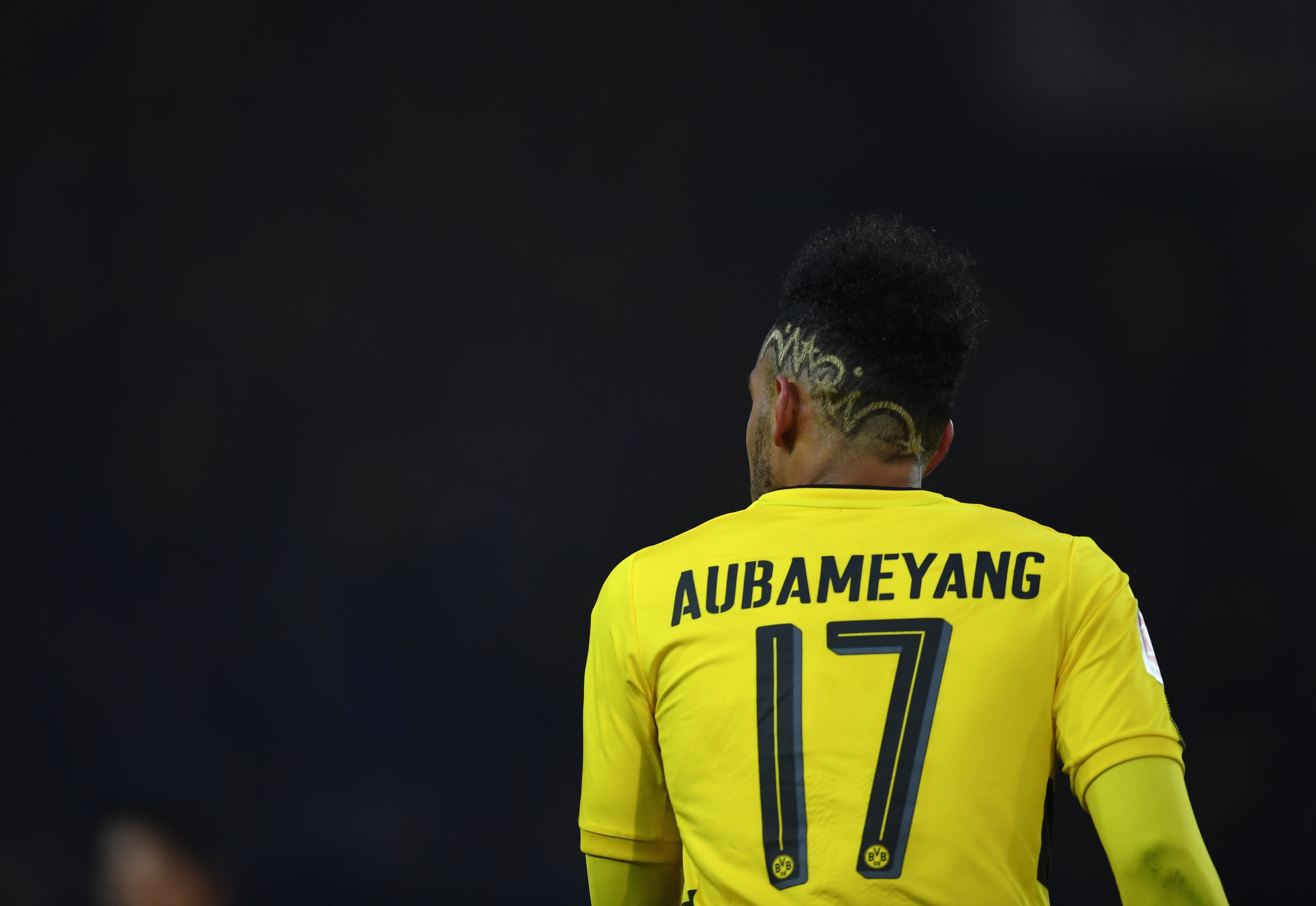 DORTMUND, GERMANY - DECEMBER 09: Pierre-Emerick Aubameyang of Dortmund looks on during the Bundesliga match between Borussia Dortmund and SV Werder Bremen at Signal Iduna Park on December 9, 2017 in Dortmund, Germany. (Photo by Stuart Franklin/Bongarts/Getty Images )