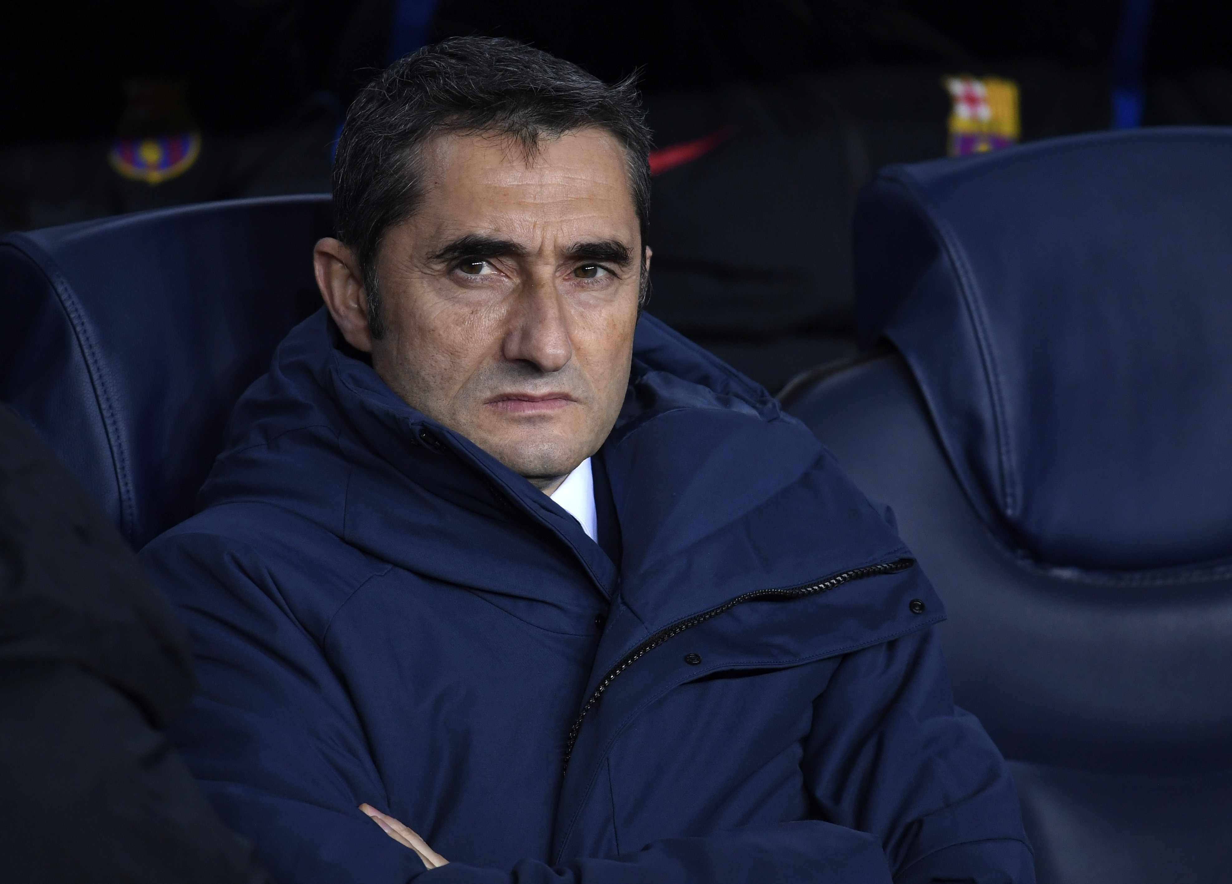 BARCELONA, SPAIN - DECEMBER 05: Ernesto Valverde, coach of Barcelona during the UEFA Champions League group D match between FC Barcelona and Sporting CP at Camp Nou on December 5, 2017 in Barcelona, Spain. (Photo by Alex Caparros/Getty Images)