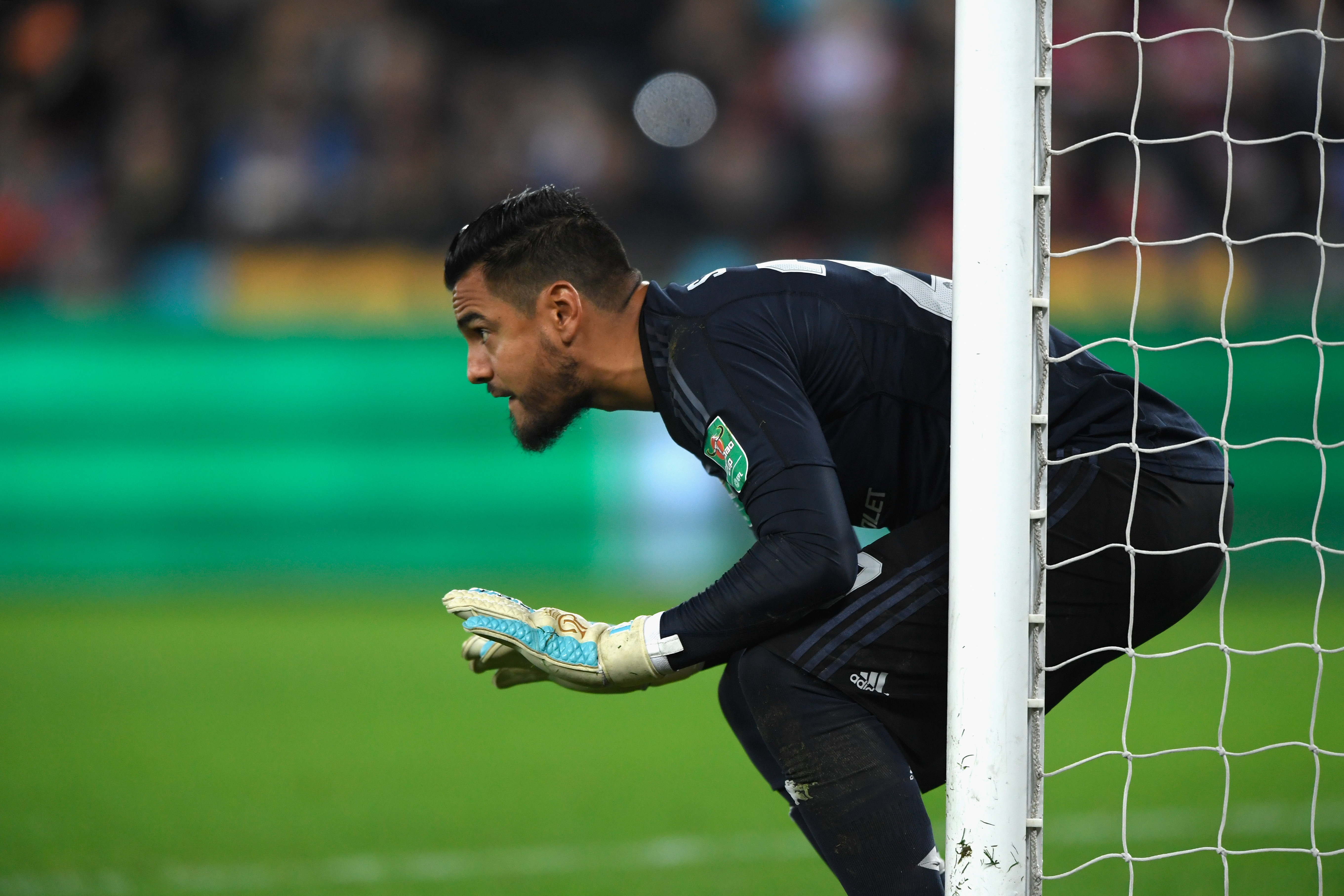 SWANSEA, WALES - OCTOBER 24:  Sergio Romero of United in action during the Carabao Cup Fourth Round match between Swansea City and Manchester United at Liberty Stadium on October 24, 2017 in Swansea, Wales.  (Photo by Stu Forster/Getty Images)