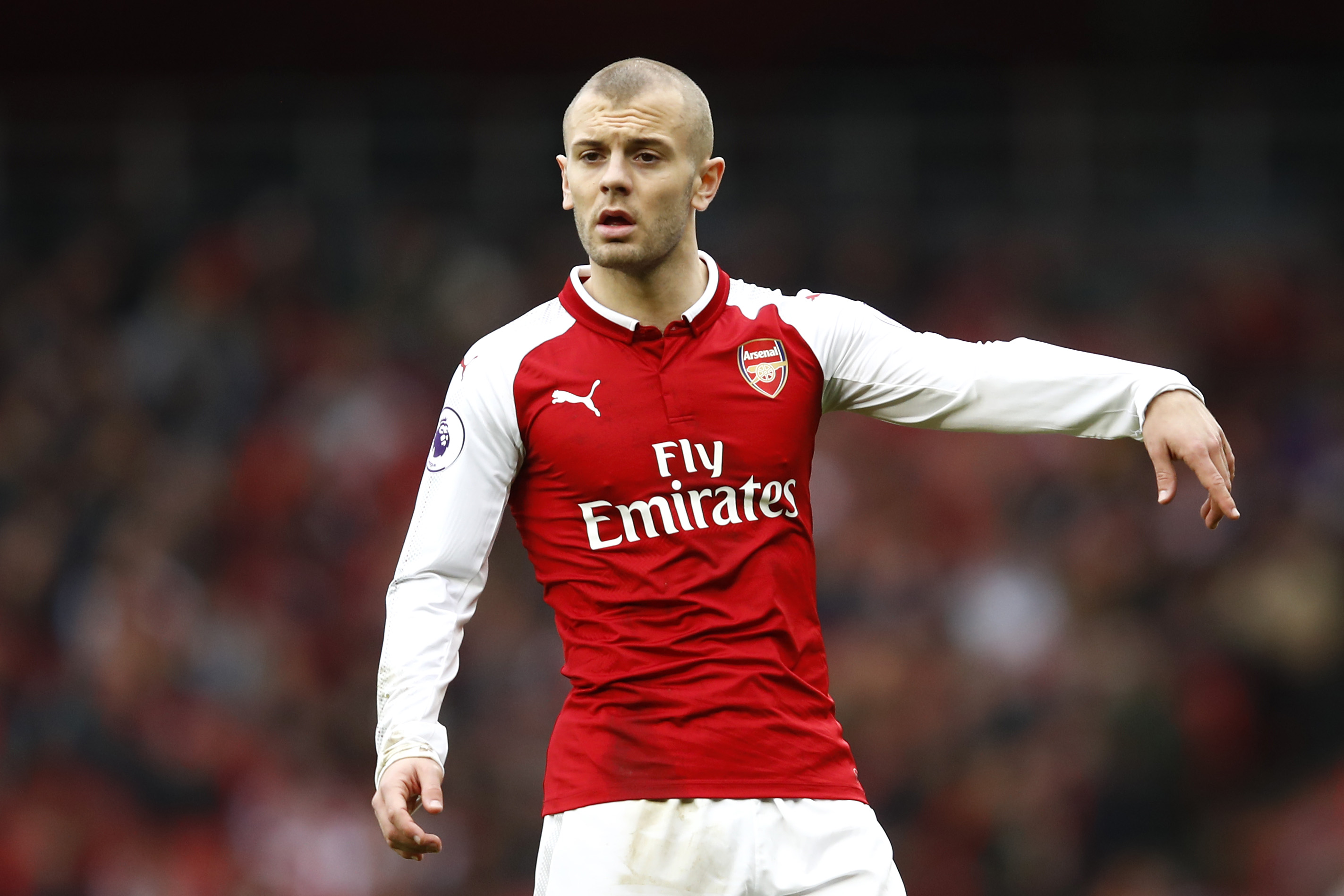 LONDON, ENGLAND - MARCH 11:  Jack Wilshere of Arsenal during the Premier League match between Arsenal and Watford at Emirates Stadium on March 11, 2018 in London, England.  (Photo by Julian Finney/Getty Images)