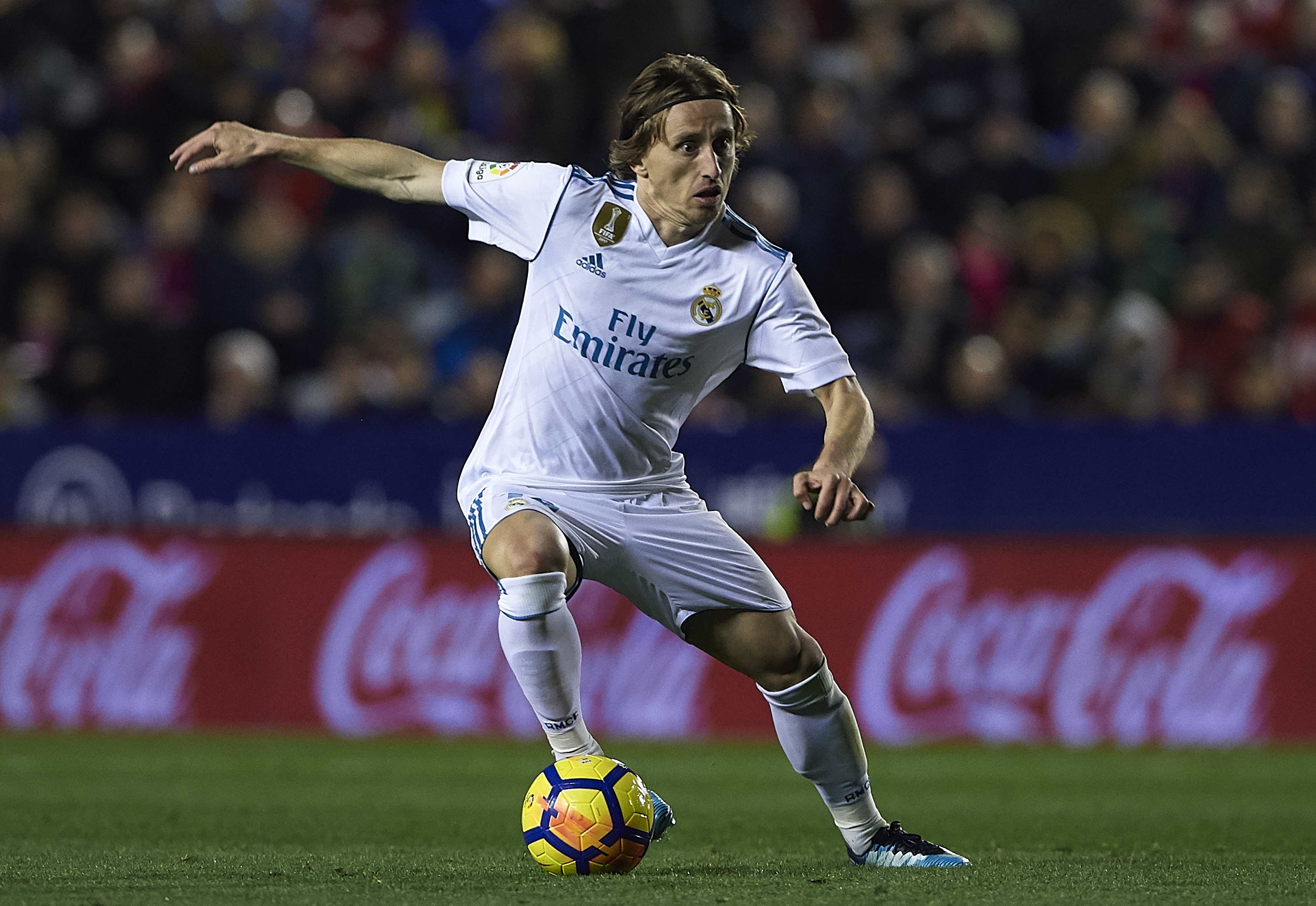 VALENCIA, SPAIN - FEBRUARY 03: Luka Modric of Real Madrid in action during the La Liga match between Levante and Real Madrid at Ciutat de Valencia on February 3, 2018 in Valencia, Spain. (Photo by Manuel Queimadelos Alonso/Getty Images)
