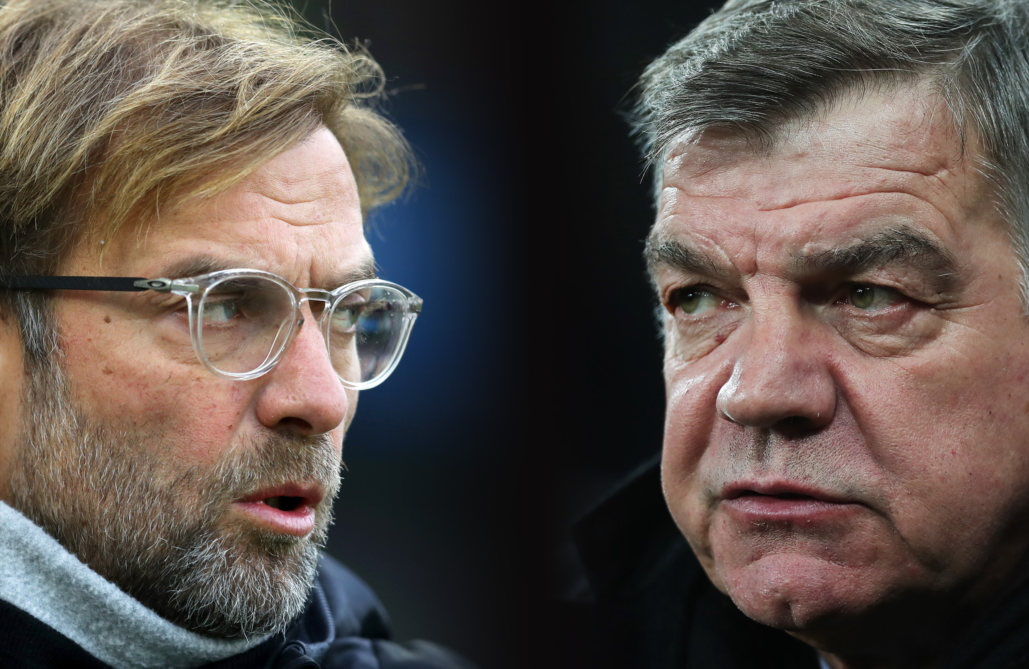 Big Sam vs Charisma Klopp! (Picture Courtesy - AFP/Getty Images)