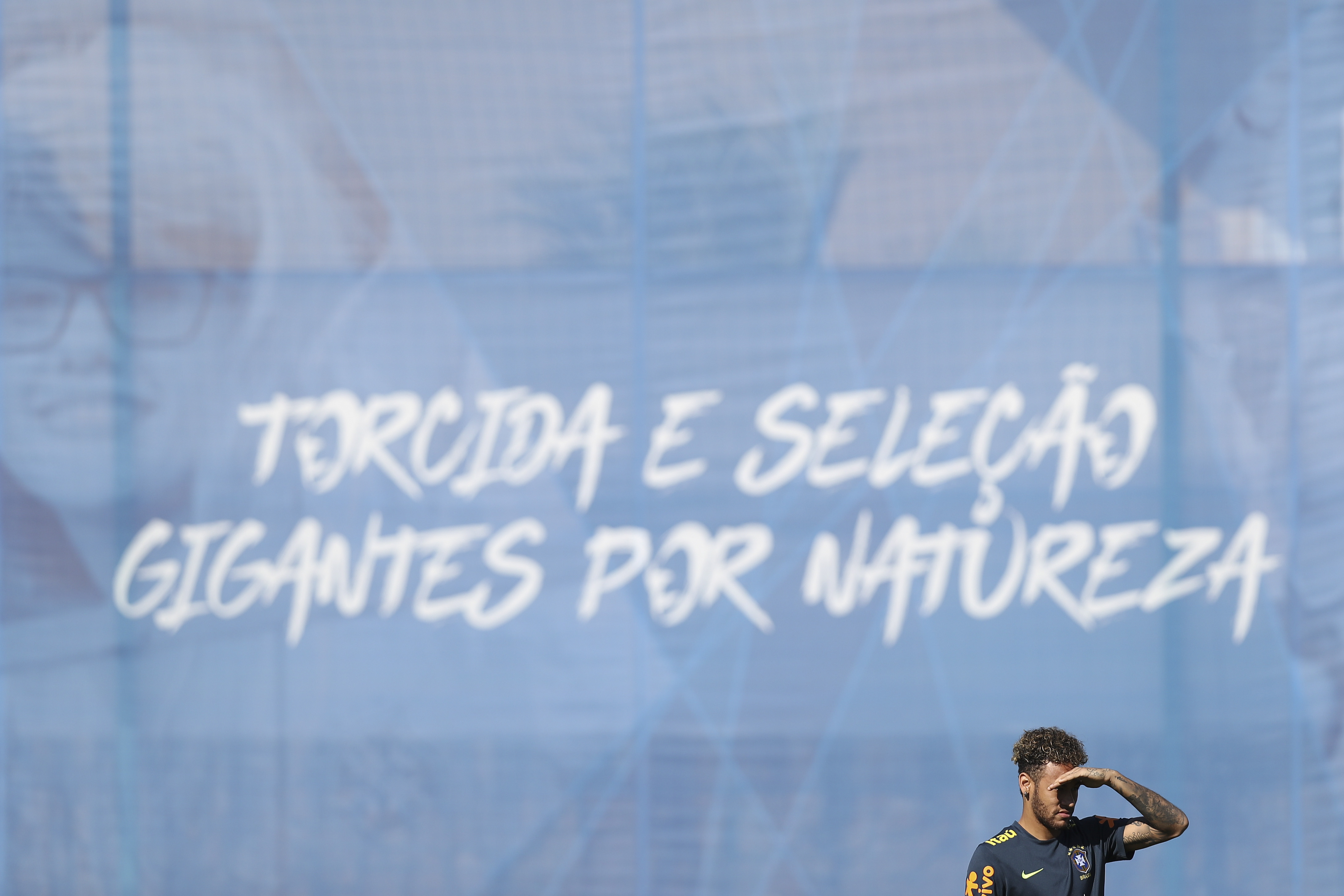 SOCHI, RUSSIA - JUNE 13:  Neymar Jr of Brazil looks on during a Brazil training session ahead of the FIFA World Cup 2018 at Yug-Sport Stadium on June 13, 2018 in Sochi, Russia.  (Photo by Buda Mendes/Getty Images)