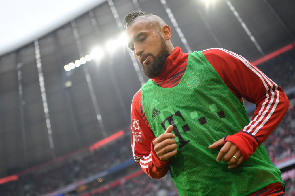 MUNICH, GERMANY - MARCH 10: Arturo Vidal of Bayern Muenchen looks on prior to the Bundesliga match between FC Bayern Muenchen and Hamburger SV at Allianz Arena on March 10, 2018 in Munich, Germany. (Photo by Sebastian Widmann/Bongarts/Getty Images)