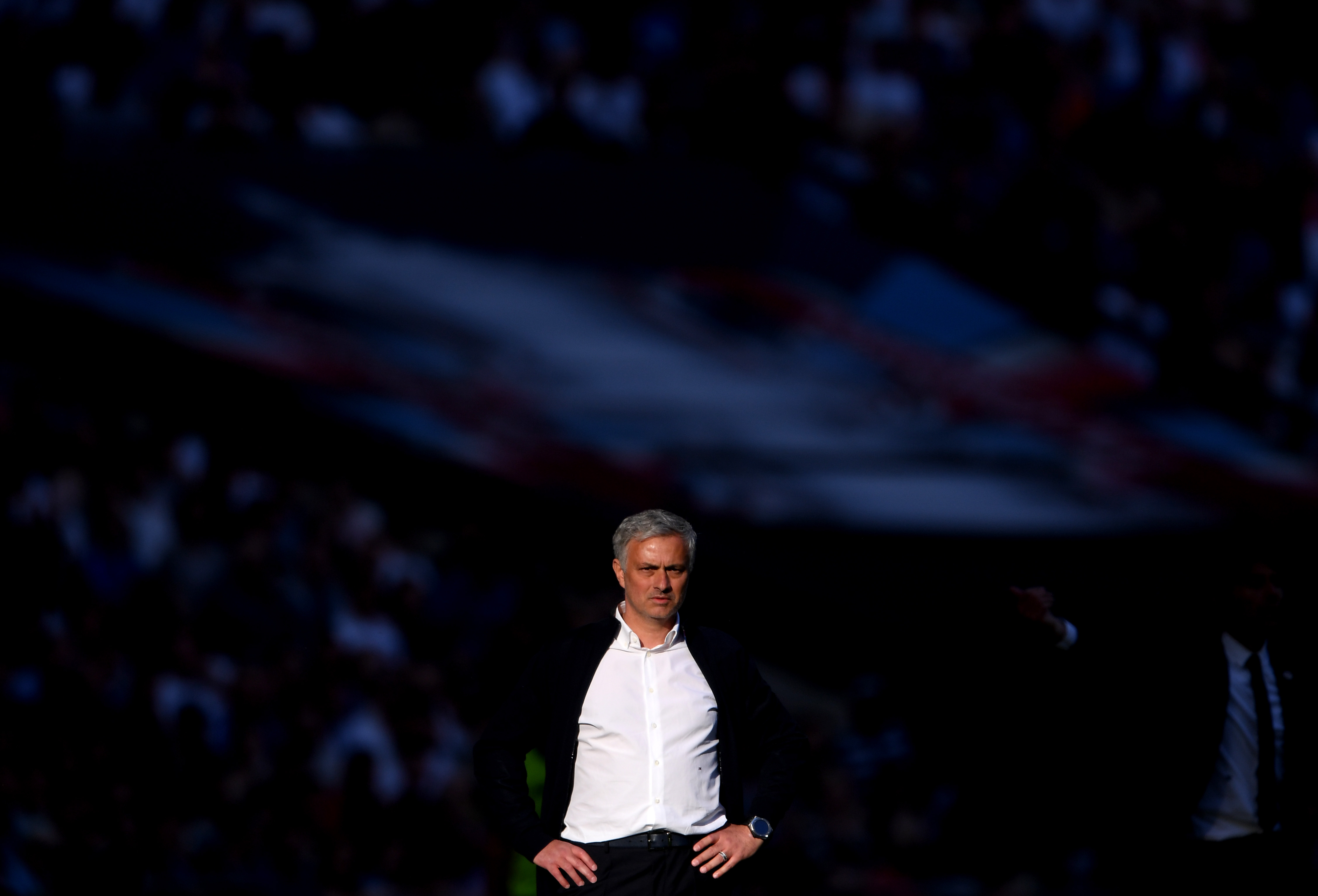 LONDON, ENGLAND - MAY 19: Jose Mourinho, Manager of Manchester United looks on during The Emirates FA Cup Final between Chelsea and Manchester United at Wembley Stadium on May 19, 2018 in London, England. (Photo by Laurence Griffiths/Getty Images)