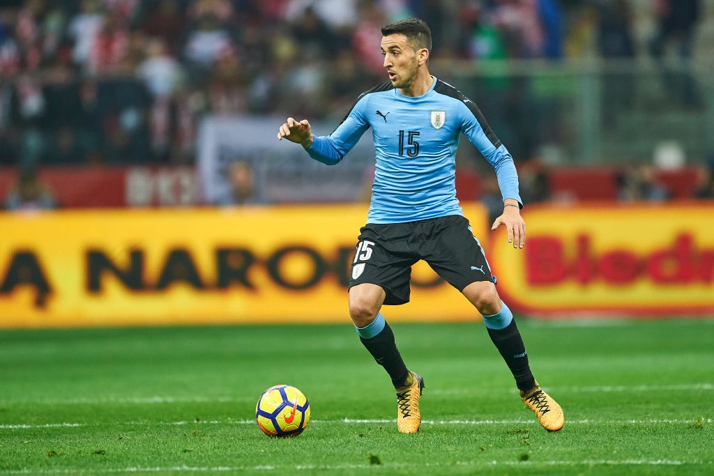 WARSAW, POLAND - NOVEMBER 10: Matias Vecino from Uruguay controls the ball while Poland v Uruguay International Friendly soccer match at National Stadium on November 10, 2017 in Warsaw, Poland. (Photo by Adam Nurkiewicz/Getty Images)