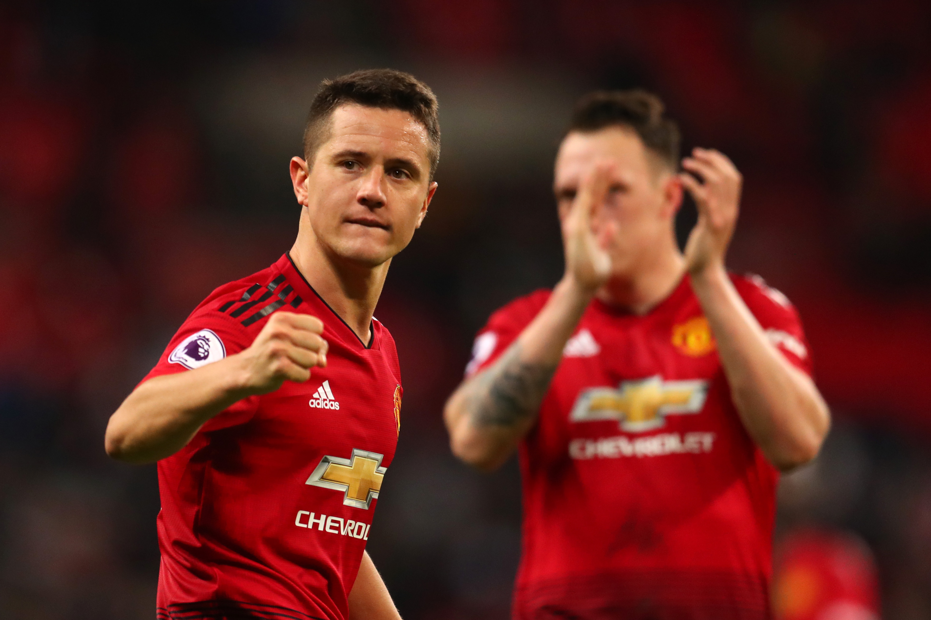 LONDON, ENGLAND - JANUARY 13: Ander Herrera of Manchester United celebrates after the Premier League match between Tottenham Hotspur and Manchester United at Wembley Stadium on January 13, 2019 in London, United Kingdom. (Photo by Catherine Ivill/Getty Images)