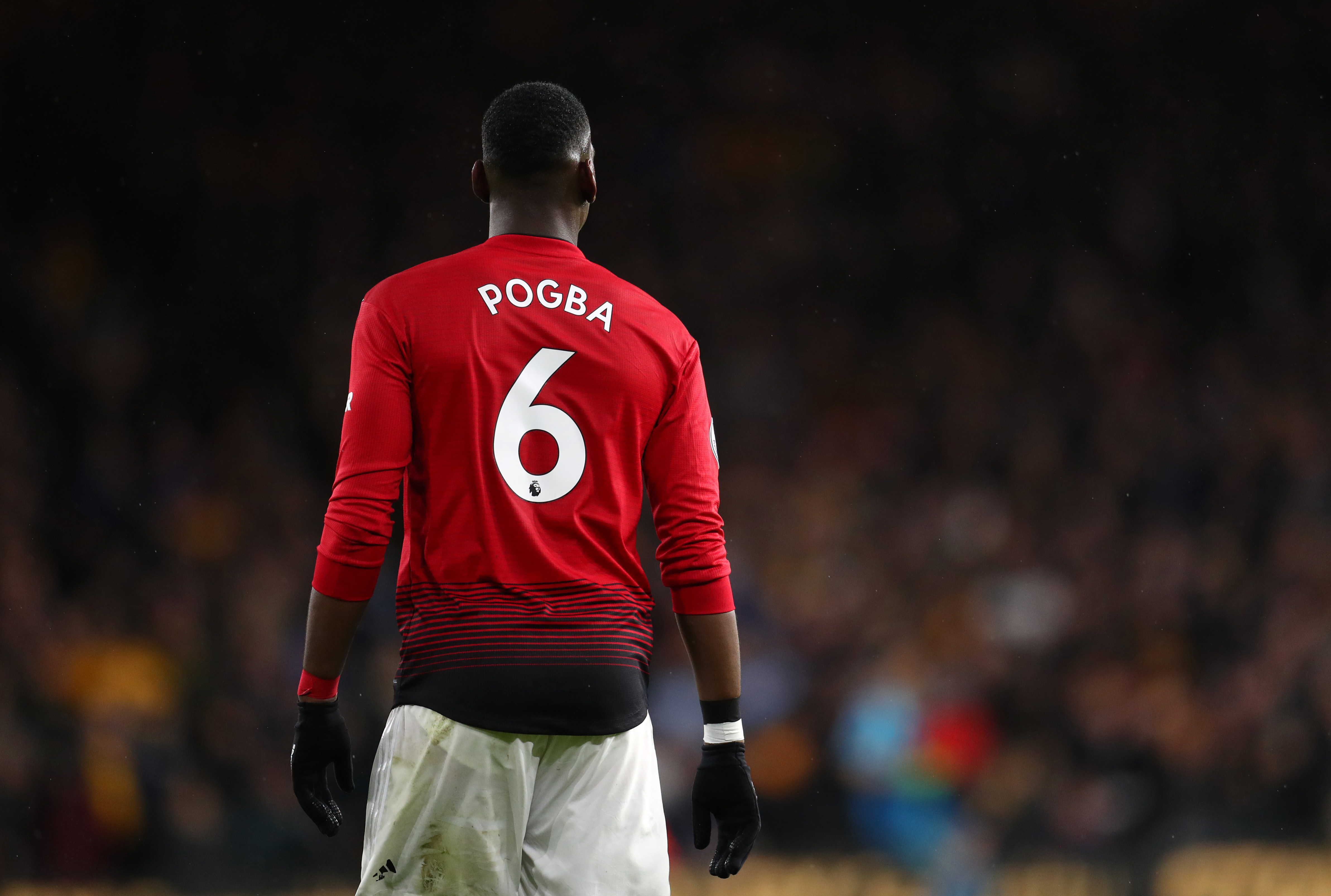 WOLVERHAMPTON, ENGLAND - APRIL 02: Paul Pogba of Manchester United during the Premier League match between Wolverhampton Wanderers and Manchester United at Molineux on April 02, 2019 in Wolverhampton, United Kingdom. (Photo by Catherine Ivill/Getty Images)