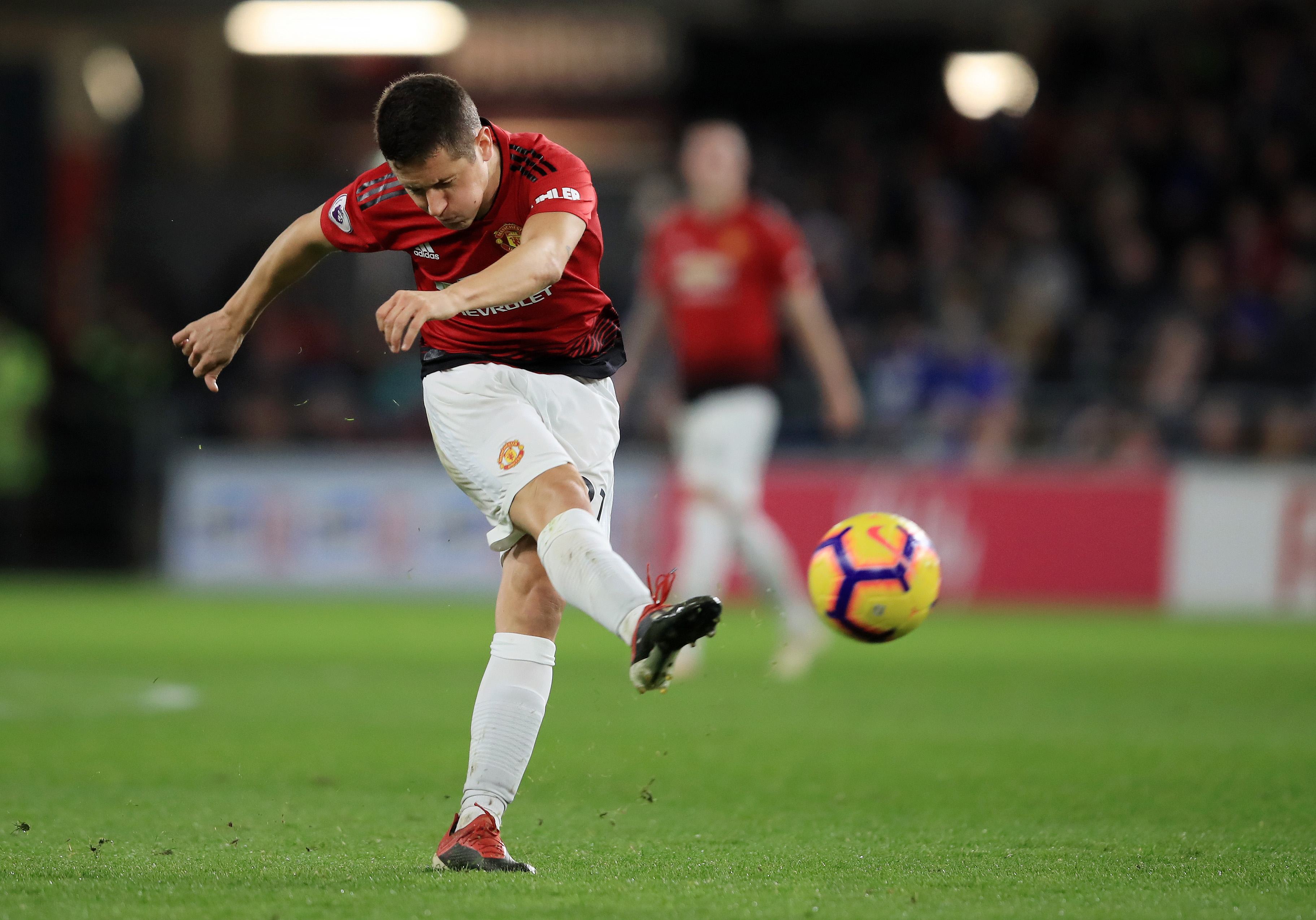 CARDIFF, WALES - DECEMBER 22:  Ander Herrera of Manchester United scores his team's second goal during the Premier League match between Cardiff City and Manchester United at Cardiff City Stadium on December 22, 2018 in Cardiff, United Kingdom.  (Photo by Marc Atkins/Getty Images)
